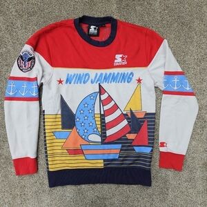 STARTER Black Label WIND JAMMING Sailing Boating Pullover Sweatshirt Size Small